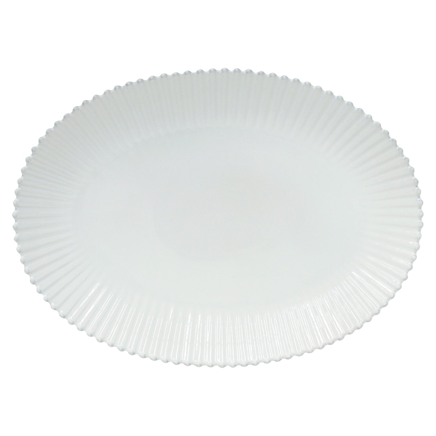 WHITE CHINA BOBBLE EDGE PLATTER