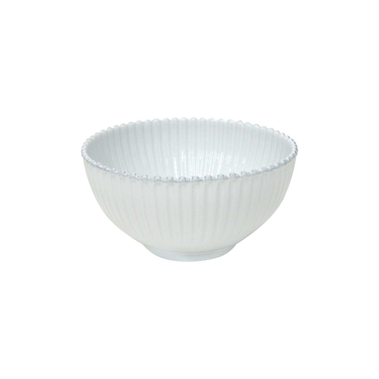 WHITE CHINA BOBBLE EDGE SERVING BOWL