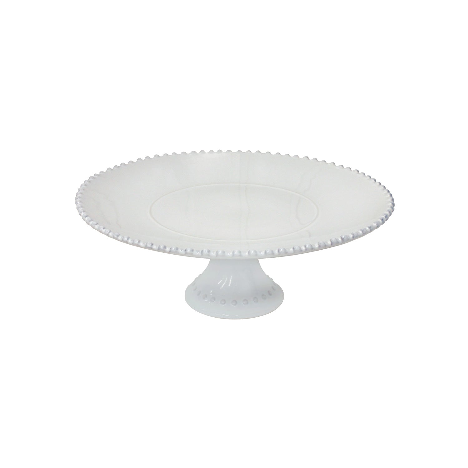 WHITE CHINA BOBBLE EDGE CAKE STAND