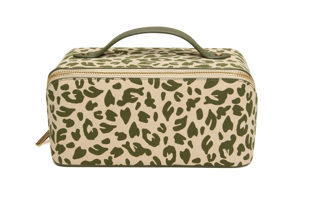 TRAVEL CASE - GREEN LEOPARD LARGE