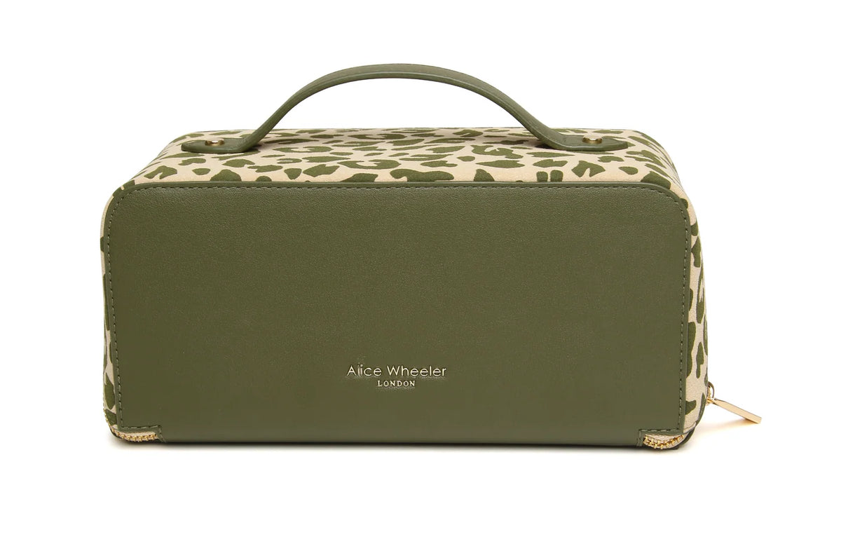 TRAVEL CASE - GREEN LEOPARD LARGE