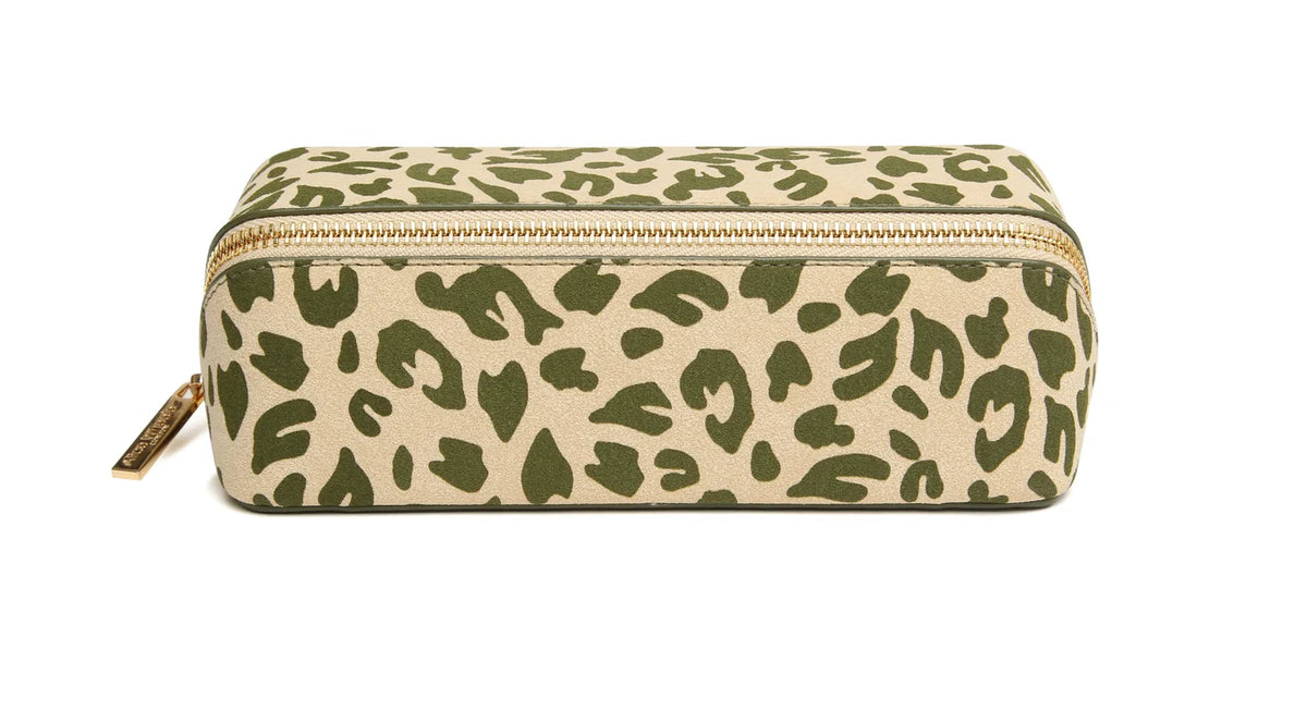 TRAVEL CASE- GREEN LEOPARD - SMALL