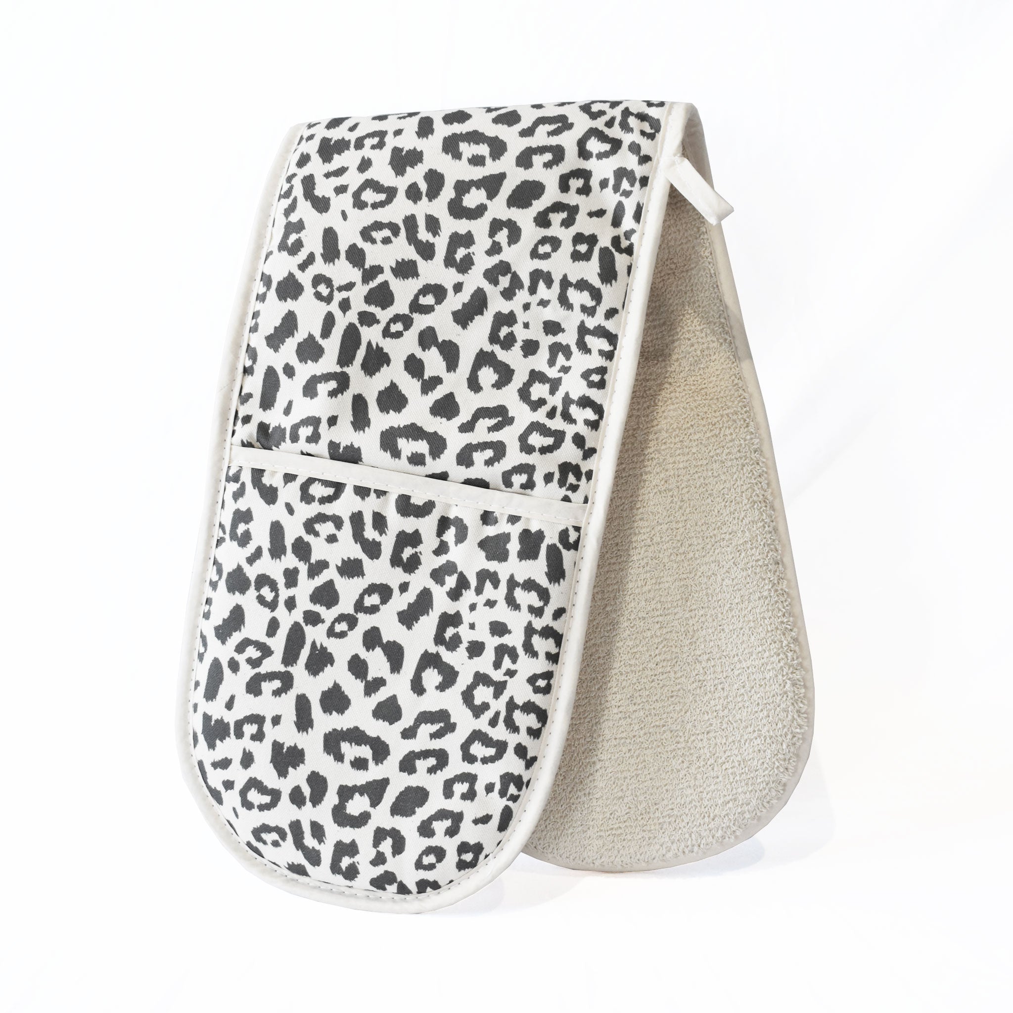 GREY LEOPARD OVEN GLOVES