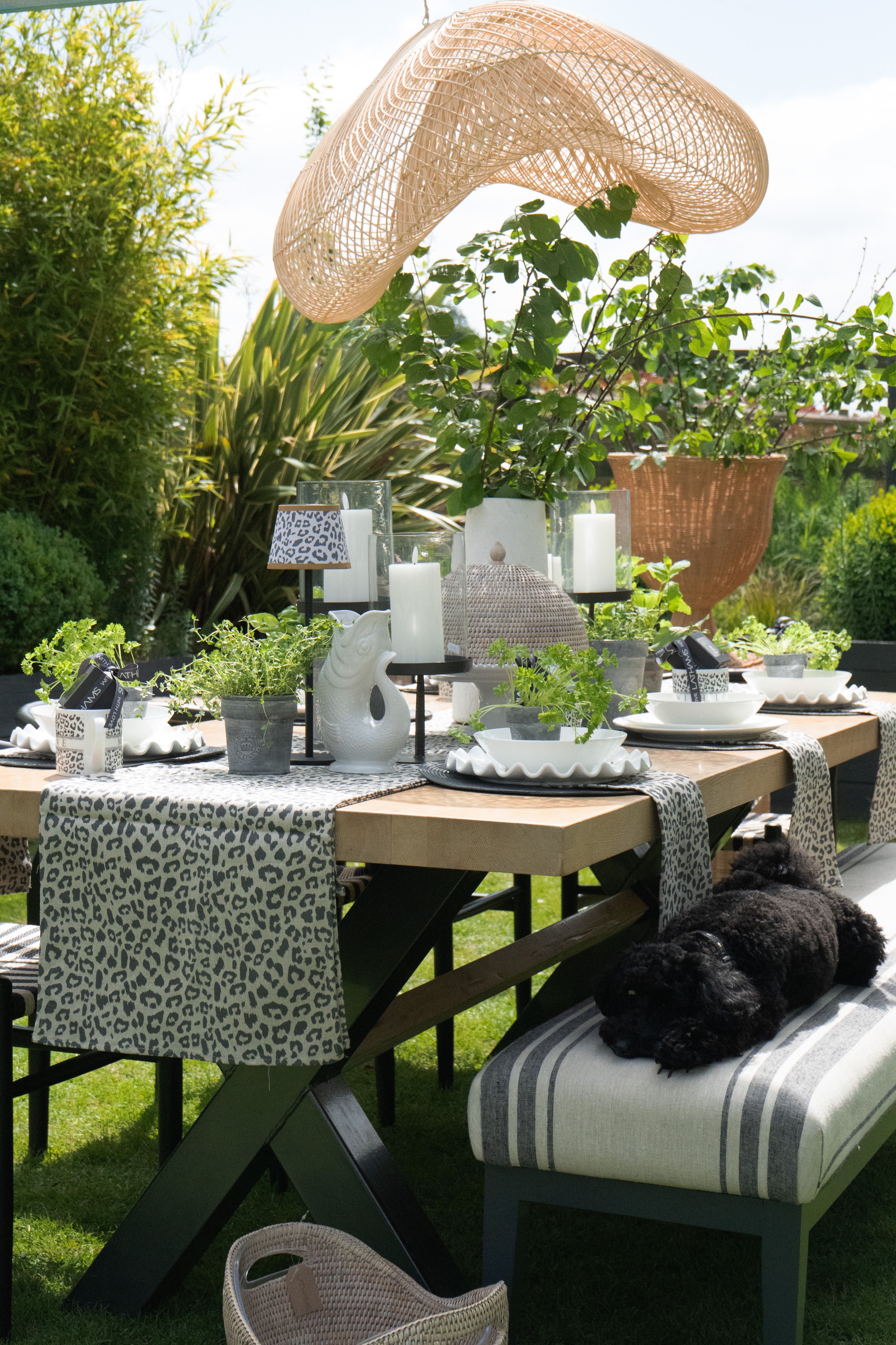 GREY LEOPARD TABLE RUNNER - LARGE