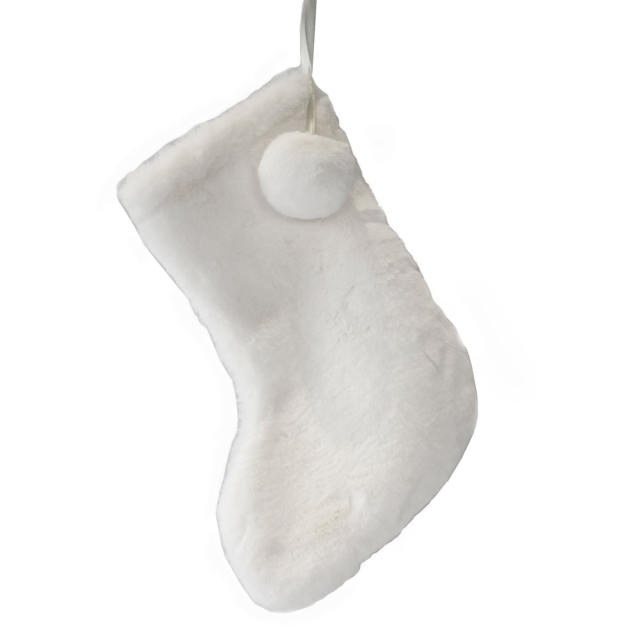 FAUX FUR STOCKING - WHITE