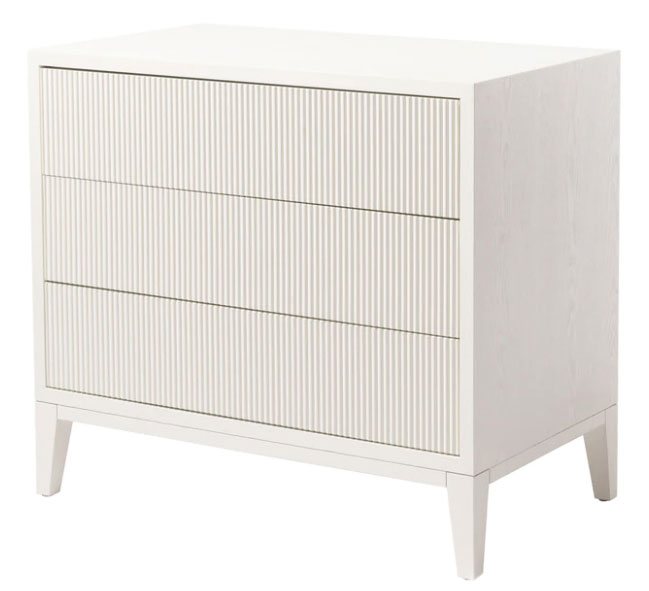 FLUTED 3DRW CHEST - ANTIQUE WHITE
