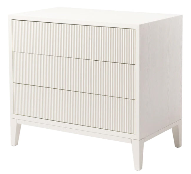 FLUTED 3DRW CHEST - ANTIQUE WHITE