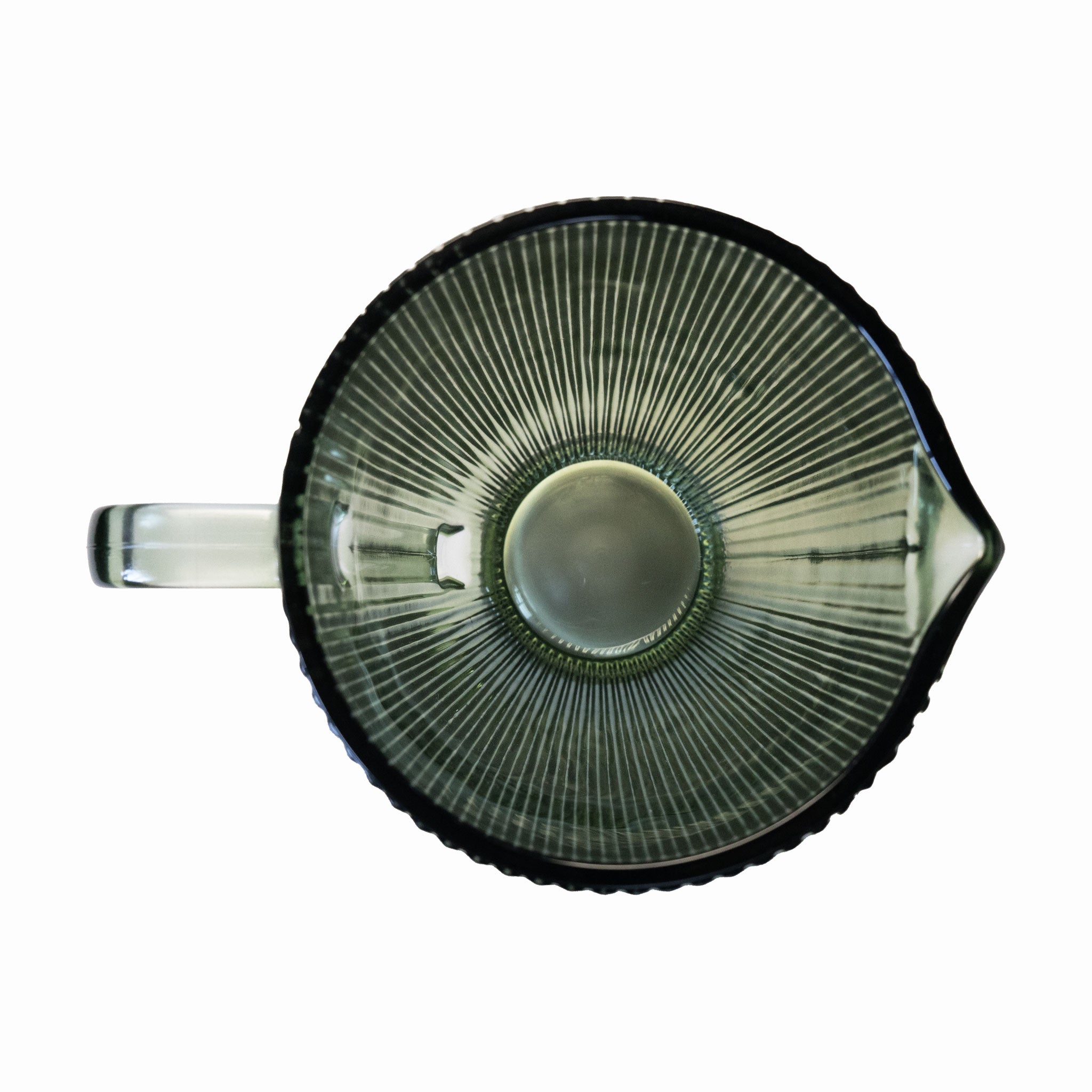 GREEN RIBBED GLASS JUG