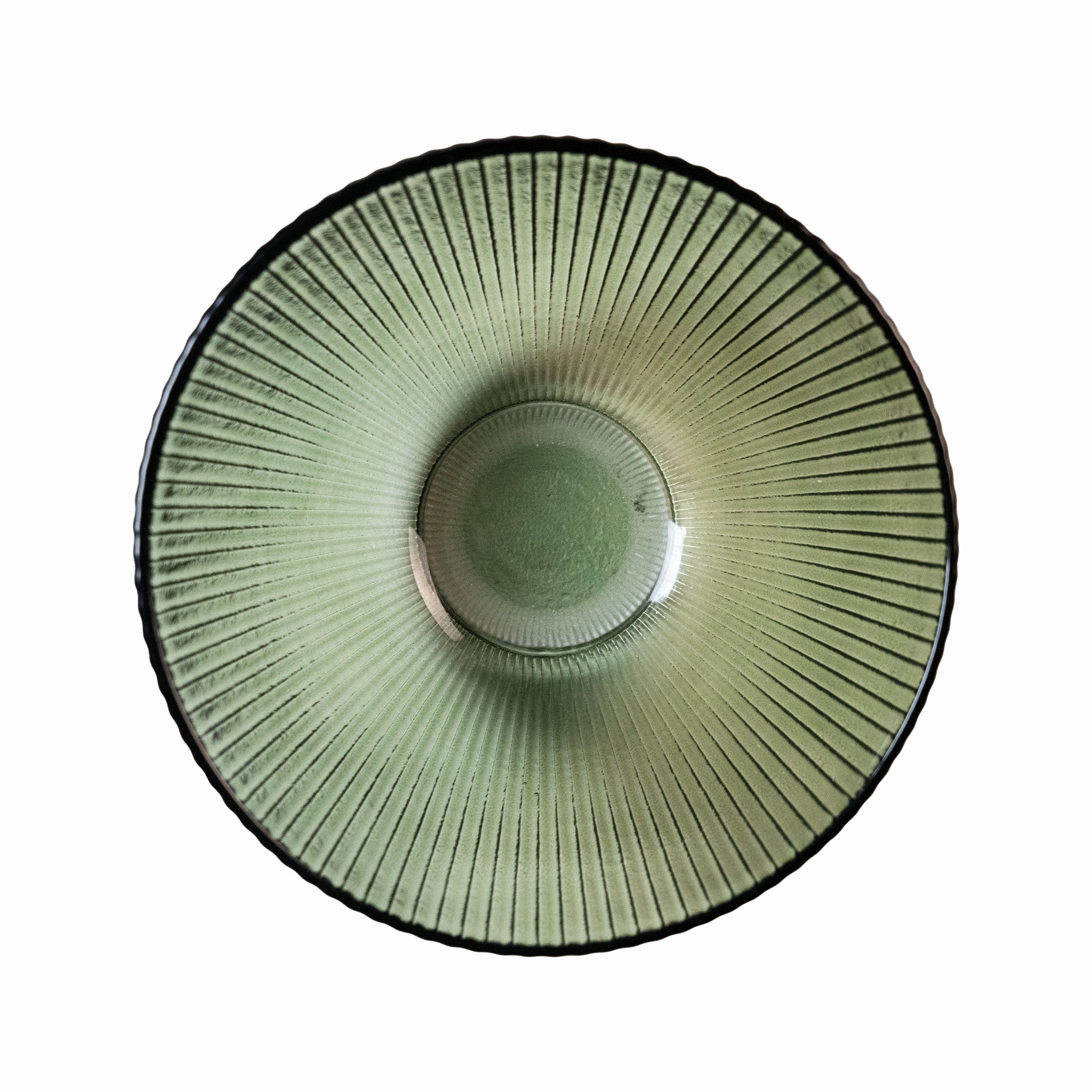 RIBBED GLASS BOWL OLIVE