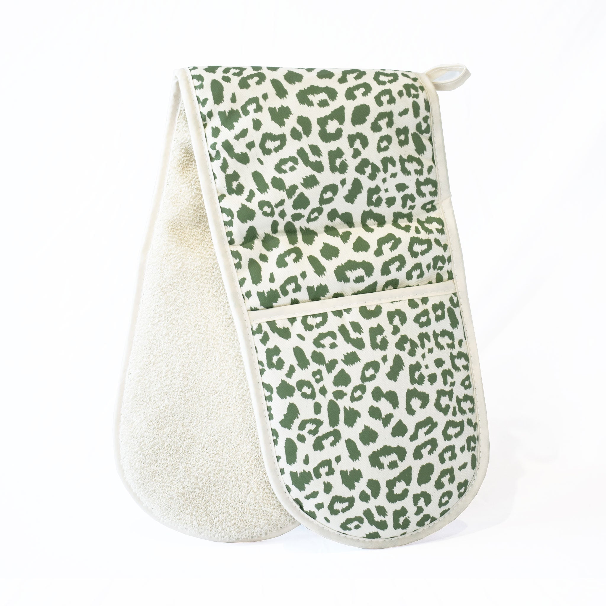 GREEN LEOPARD OVEN GLOVES