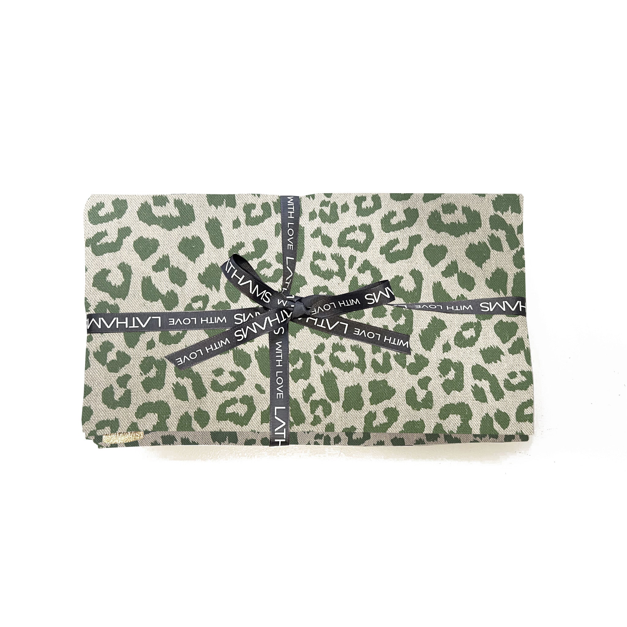 LEOPARD TABLE RUNNER - GREEN/LINEN LEOPARD