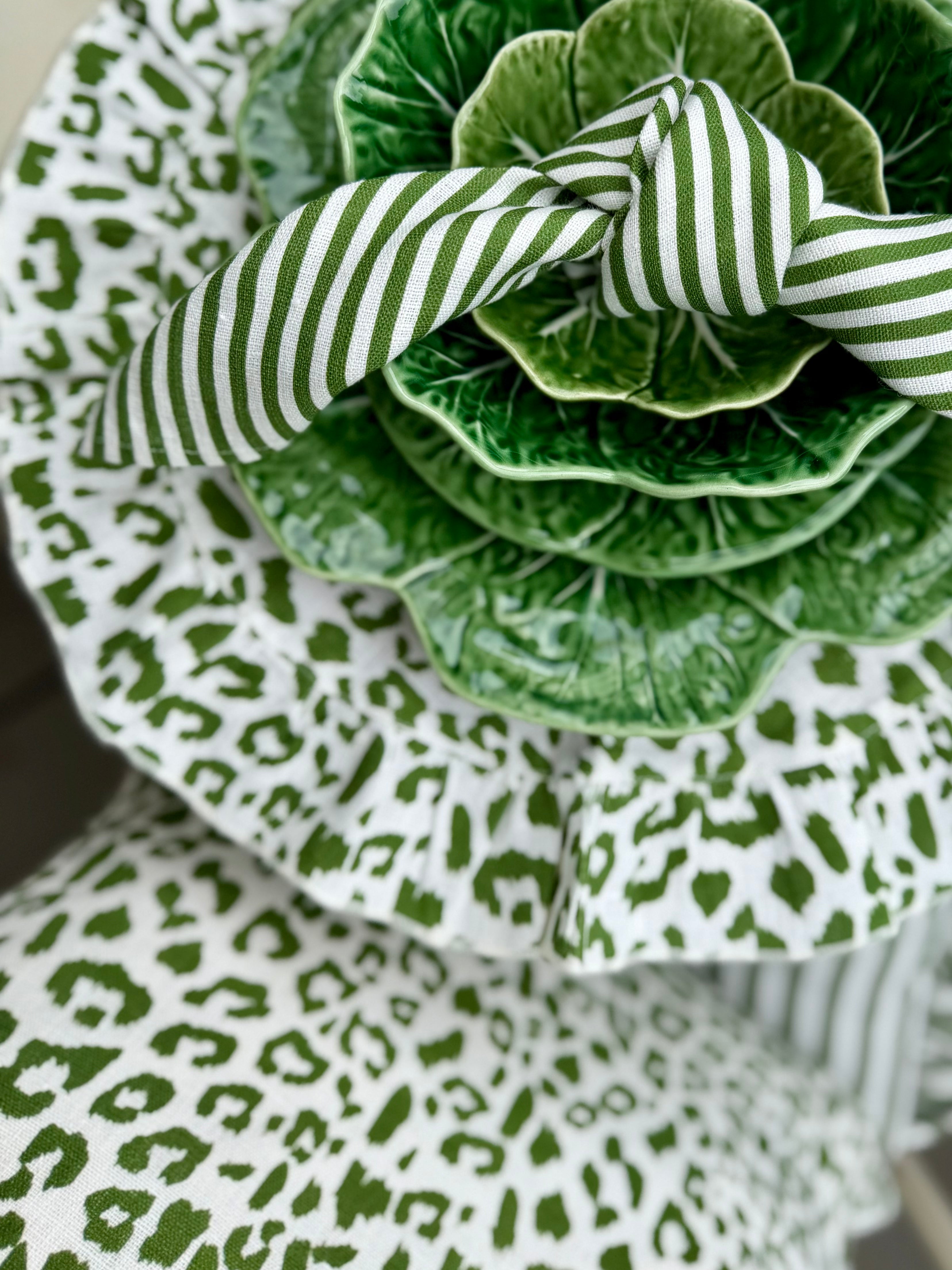 TIME FOR TEA NAPKIN GREEN STRIPE