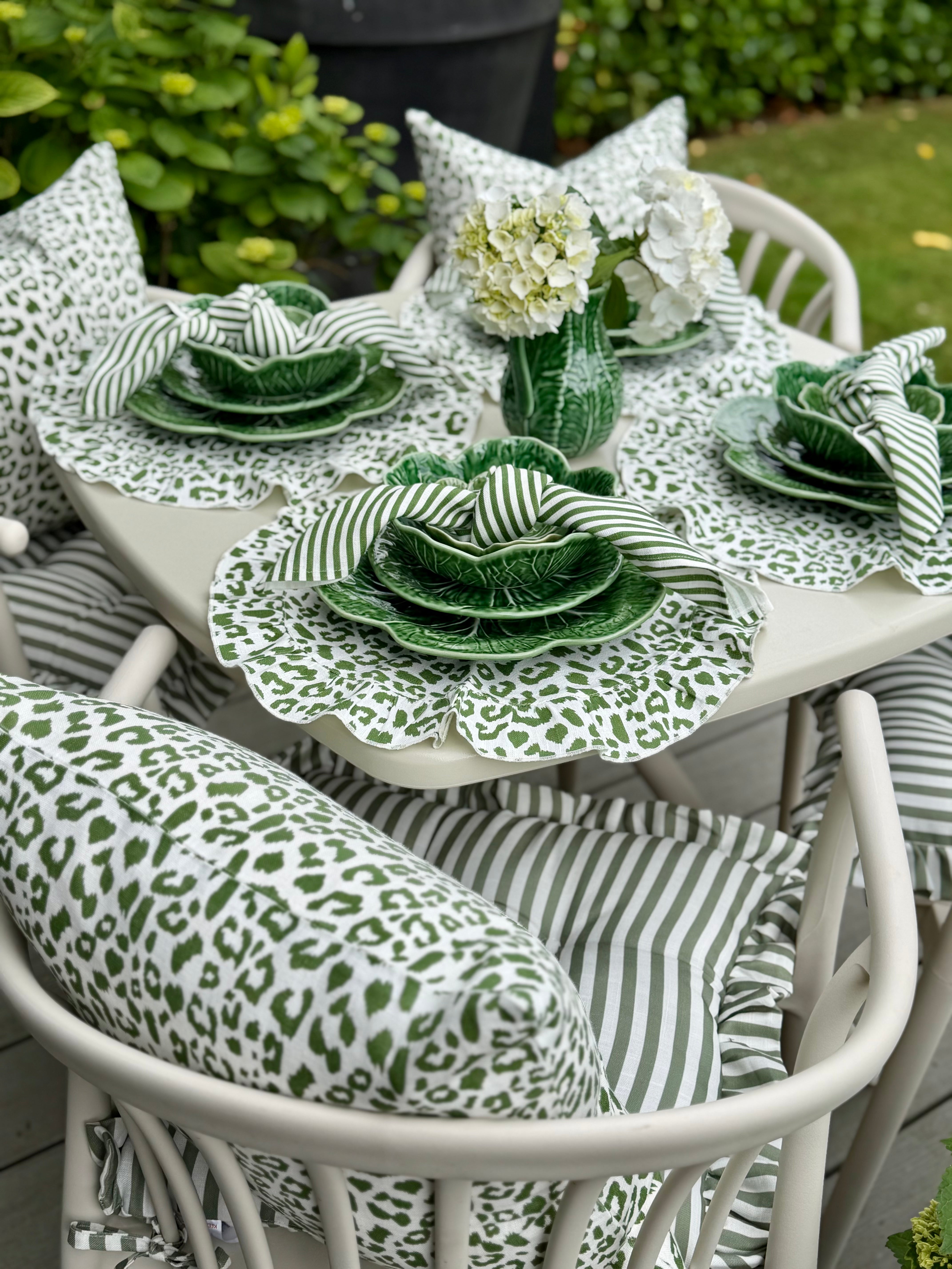 TIME FOR TEA GREEN LEOPARD CUSHION