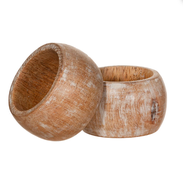 WOODEN NAPKIN RINGS - SET OF 2