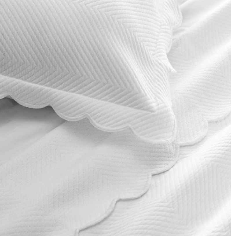 WHITE SCALLOP LATTICE BED THROW