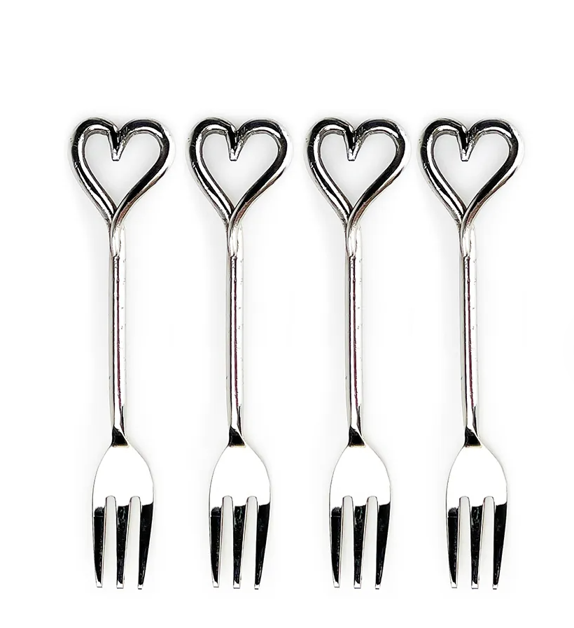 SET OF FOUR HEART FORKS