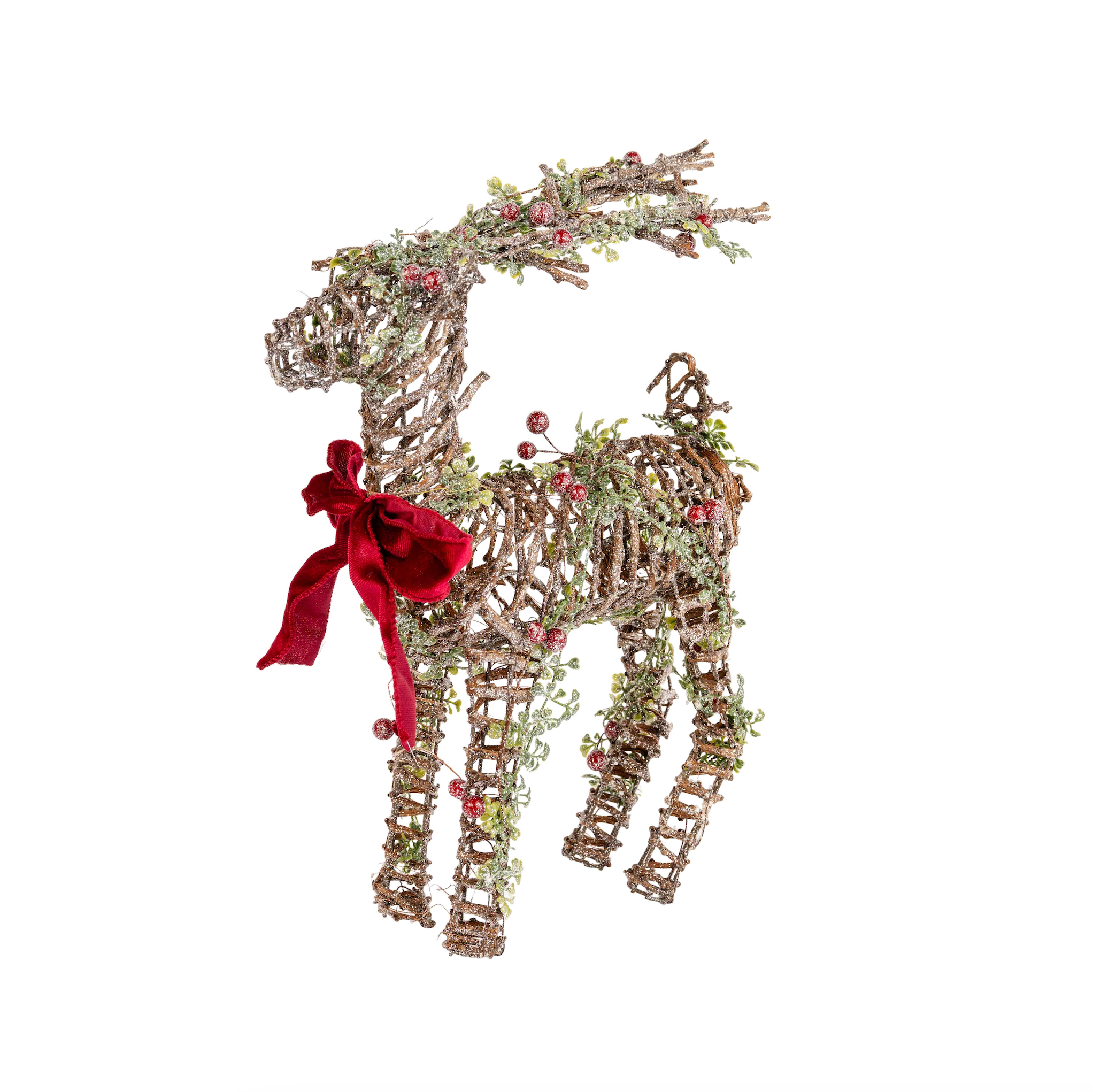 RATTAN REINDEER WITH RED BOW