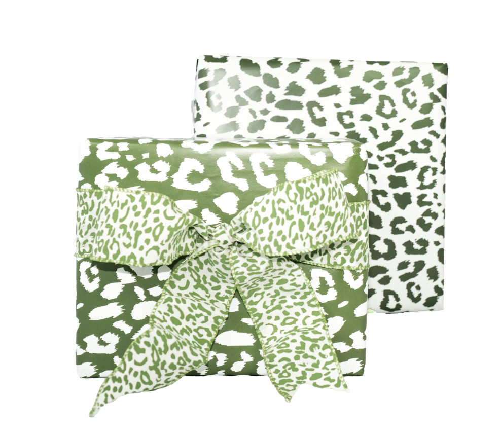 EXCLUSIVE GREEN LEOPARD RIBBON