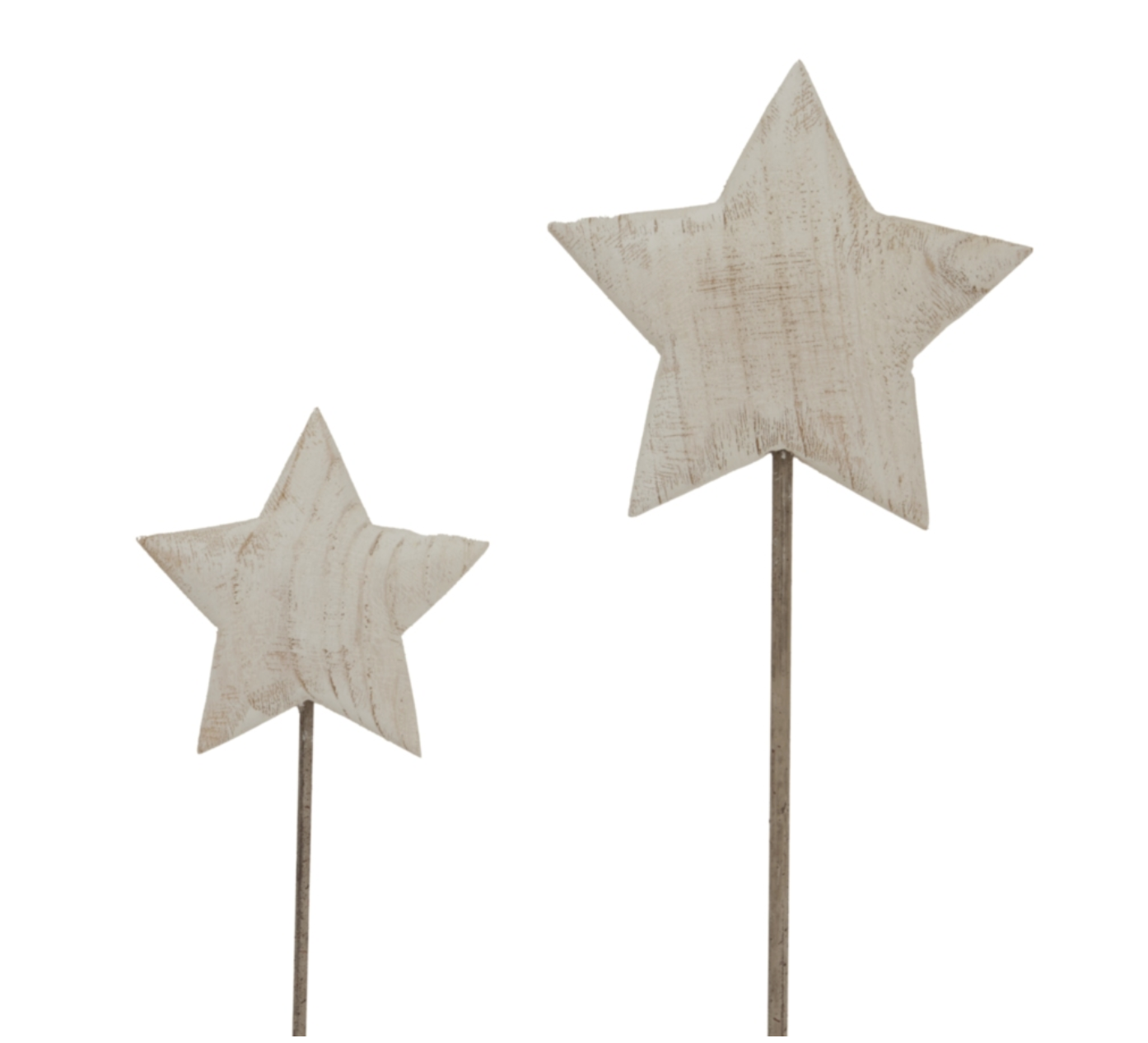 Whitewashed Rustic Star On Stand - Small