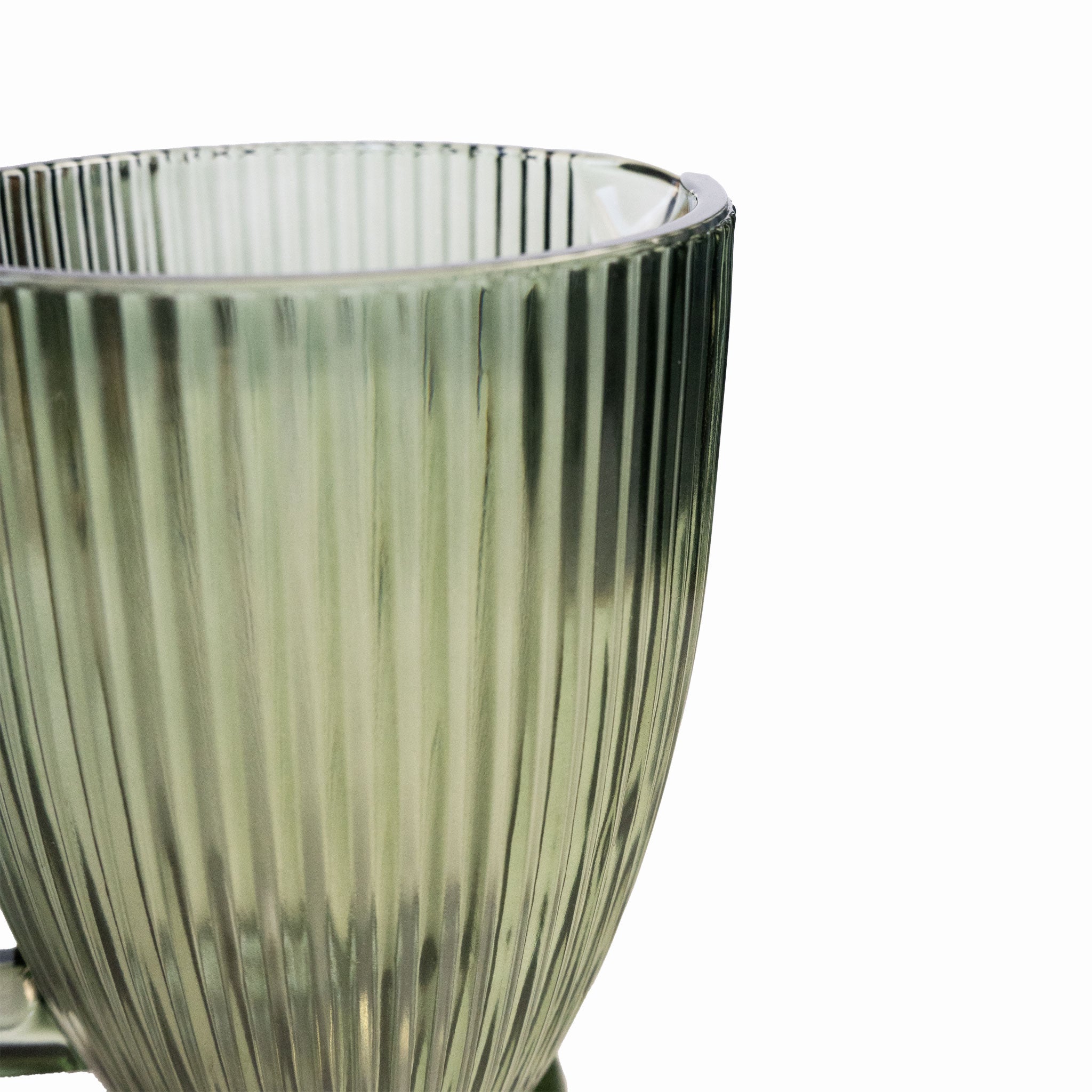 GREEN RIBBED GLASS JUG