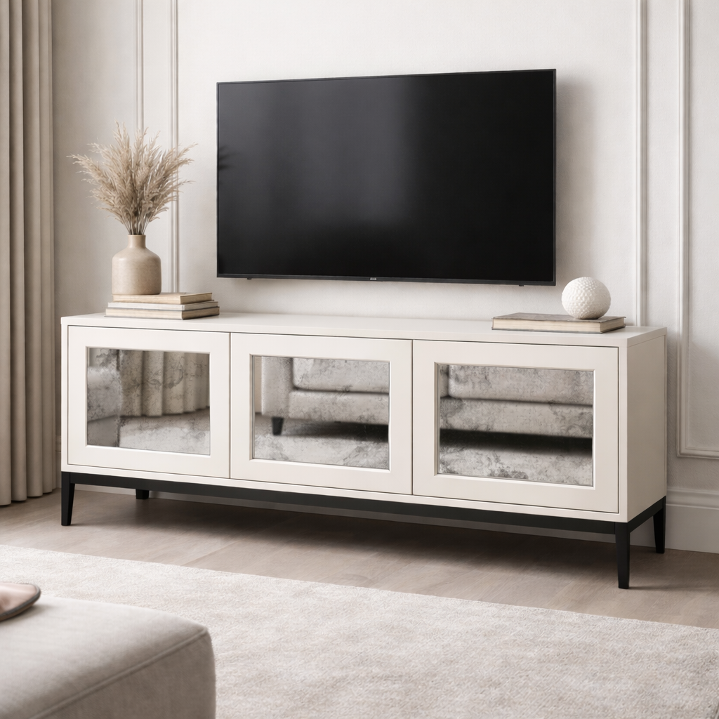 THE LOVER TV UNIT - ANTIQUE MIRRORED DOORS