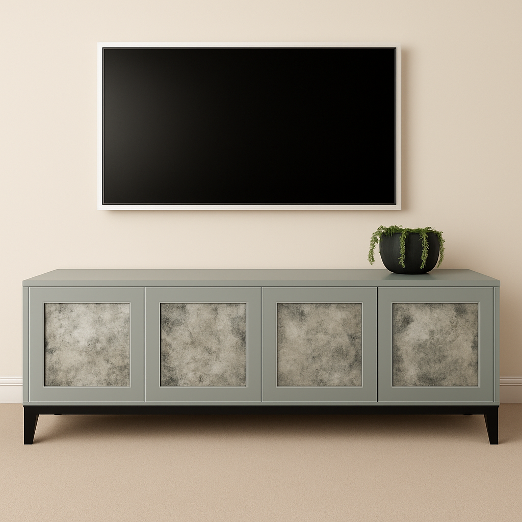 THE LOVER TV UNIT - ANTIQUE MIRRORED DOORS