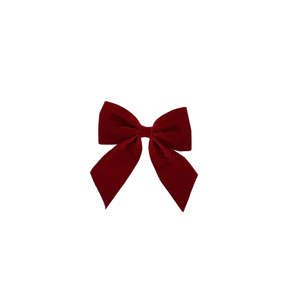 VELVET BOW ON CLIP - RED
