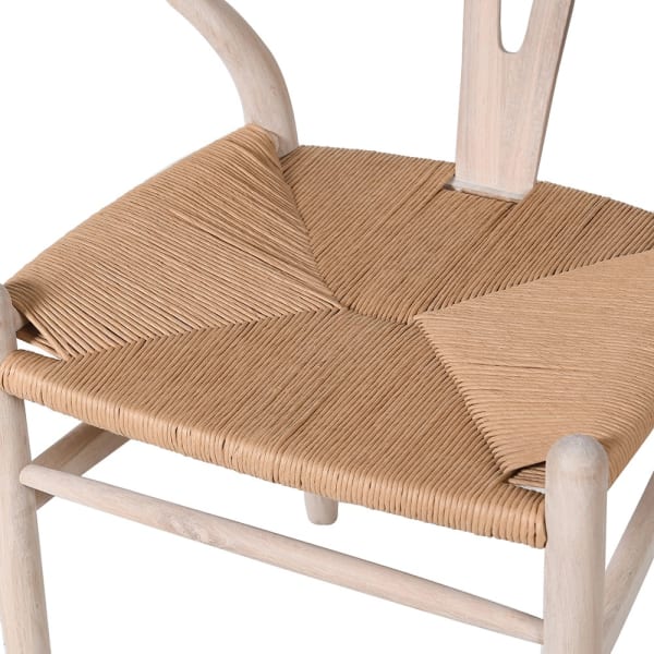 WISHBONE DINING CHAIR - WHITEWASH OAK WITH WOVEN SEAT