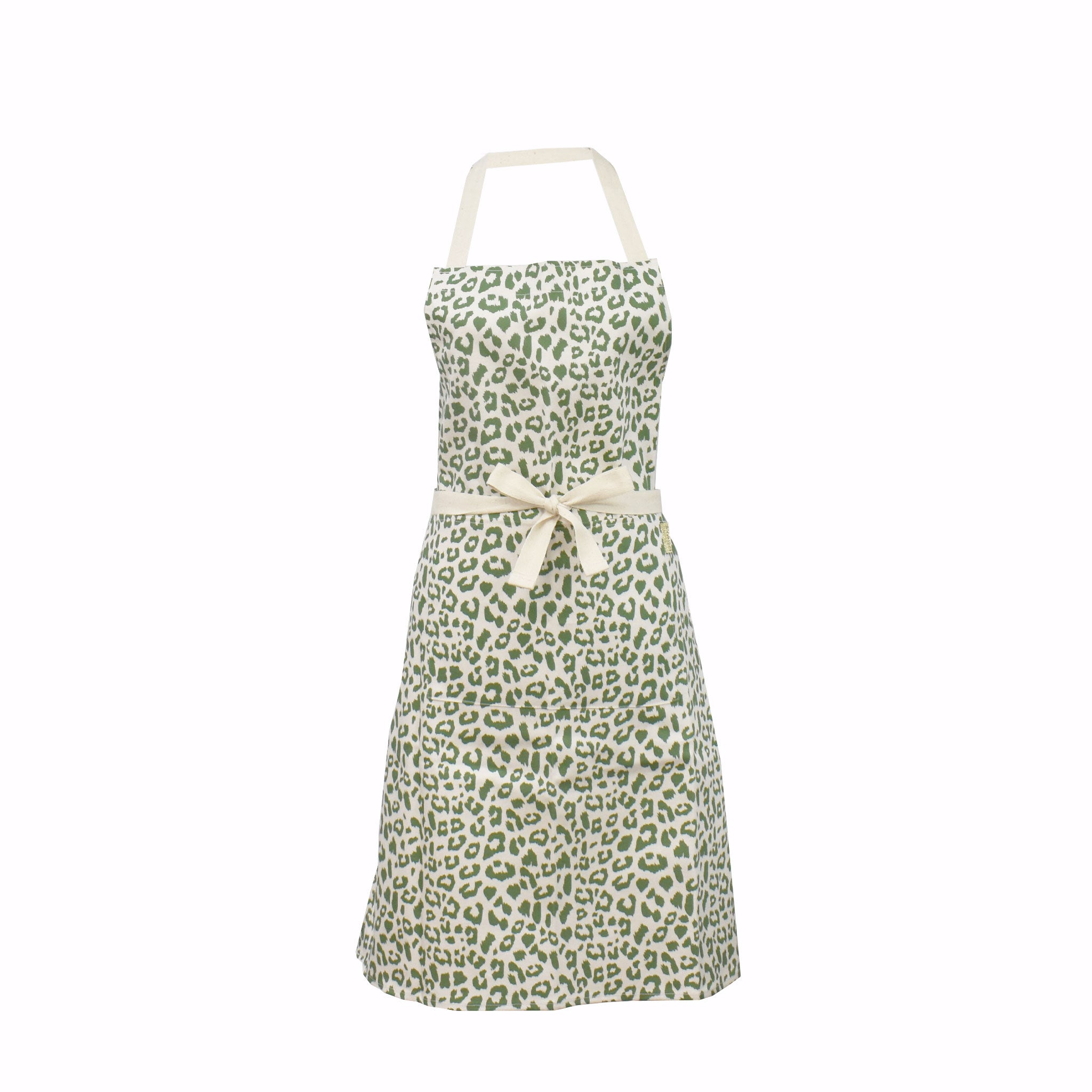 LEOPARD PRINT APRON GREEN - ADULT