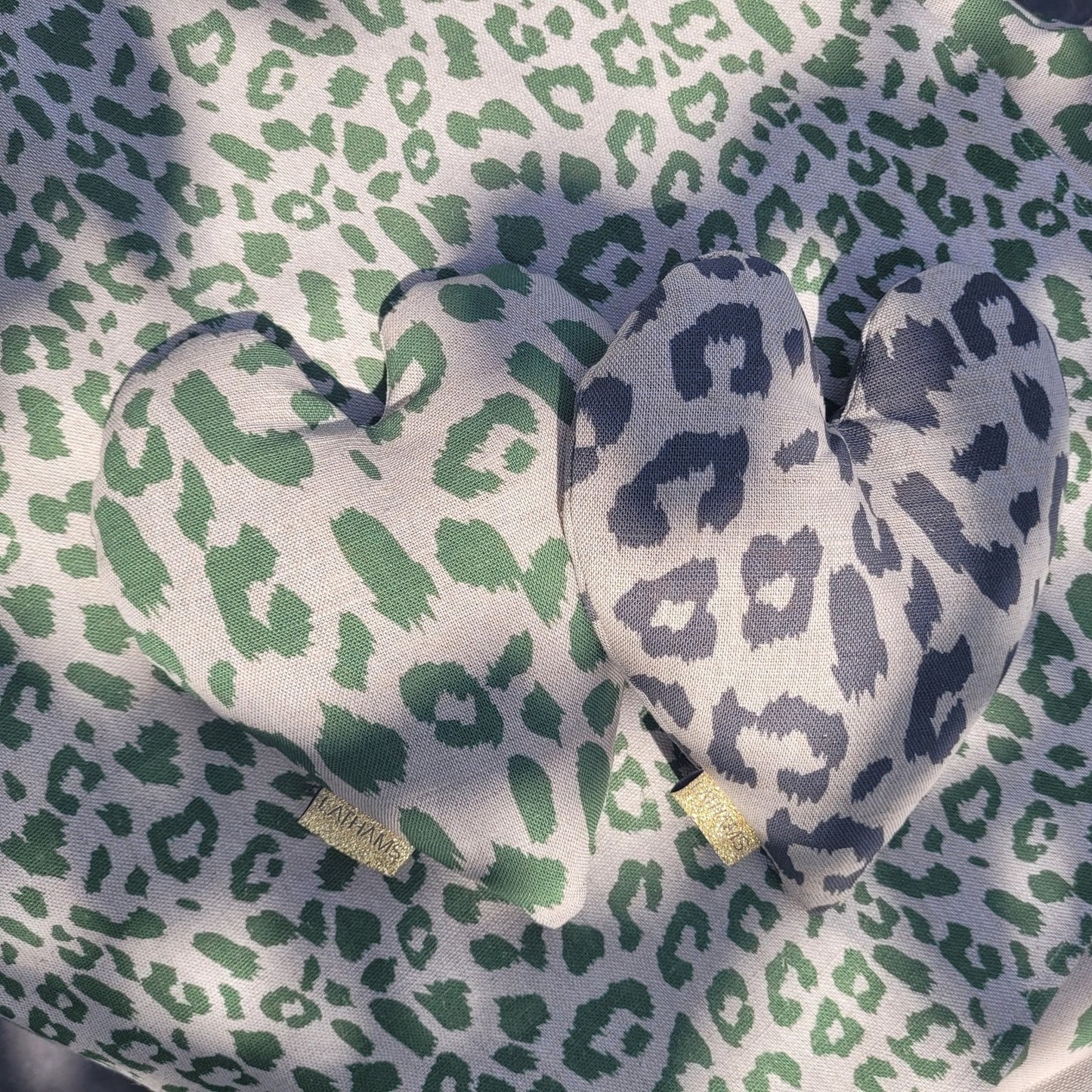 PADDED LAVENDER HEART - GREY LEOPARD