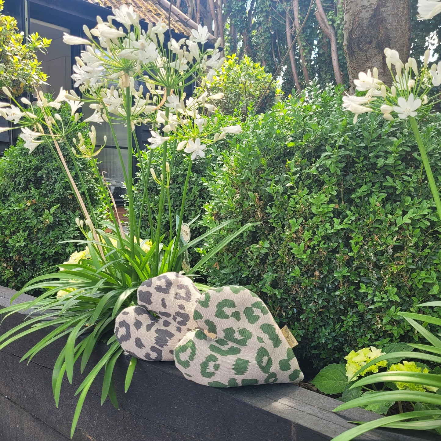 PADDED LAVENDER HEART - GREEN LEOPARD
