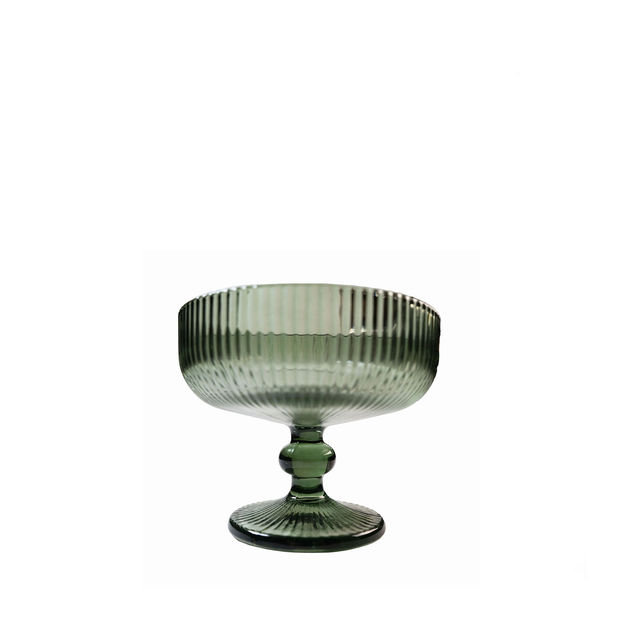 GREEN RIBBED CHAMPAGNE SAUCER