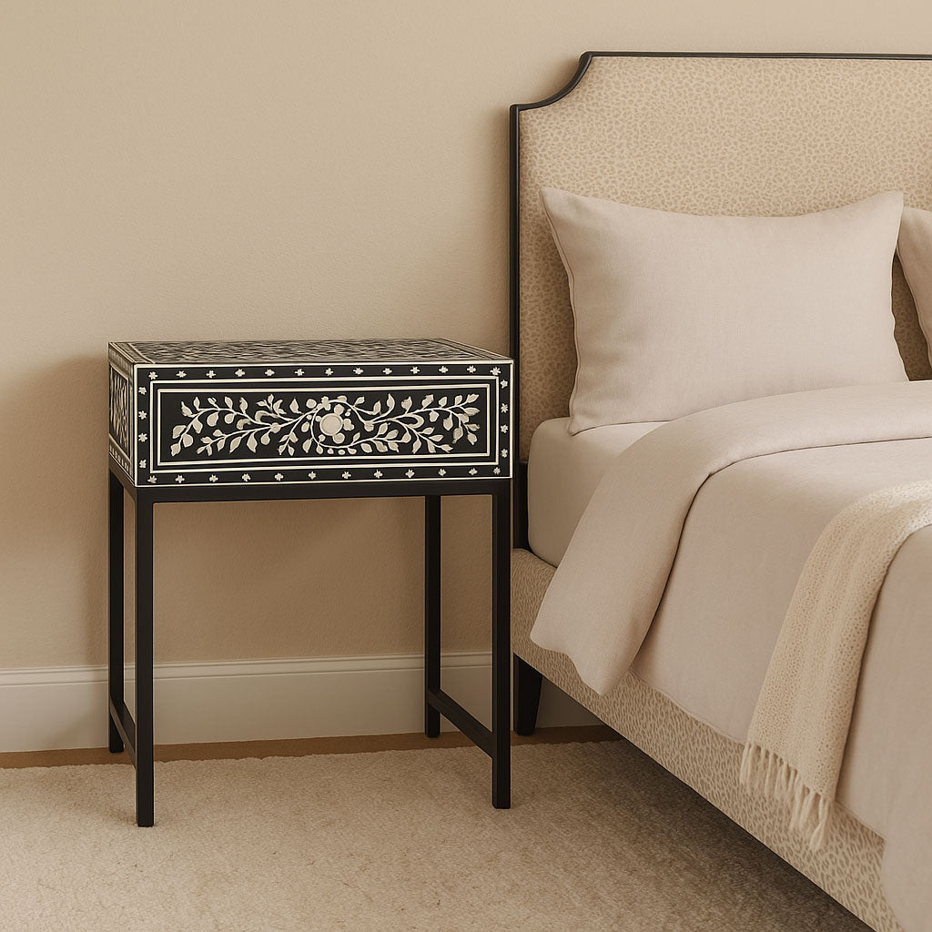 DAINTY 1 DRAWER SIDE TABLE BLACK