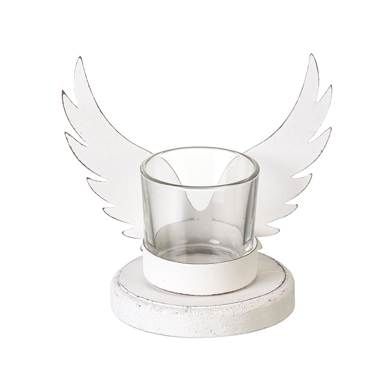 METAL WHITE WING T-LIGHT HOLDER