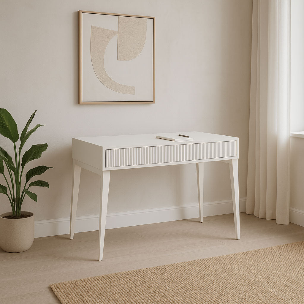 FLUTED DRESSING TABLE - ANTIQUE WHITE