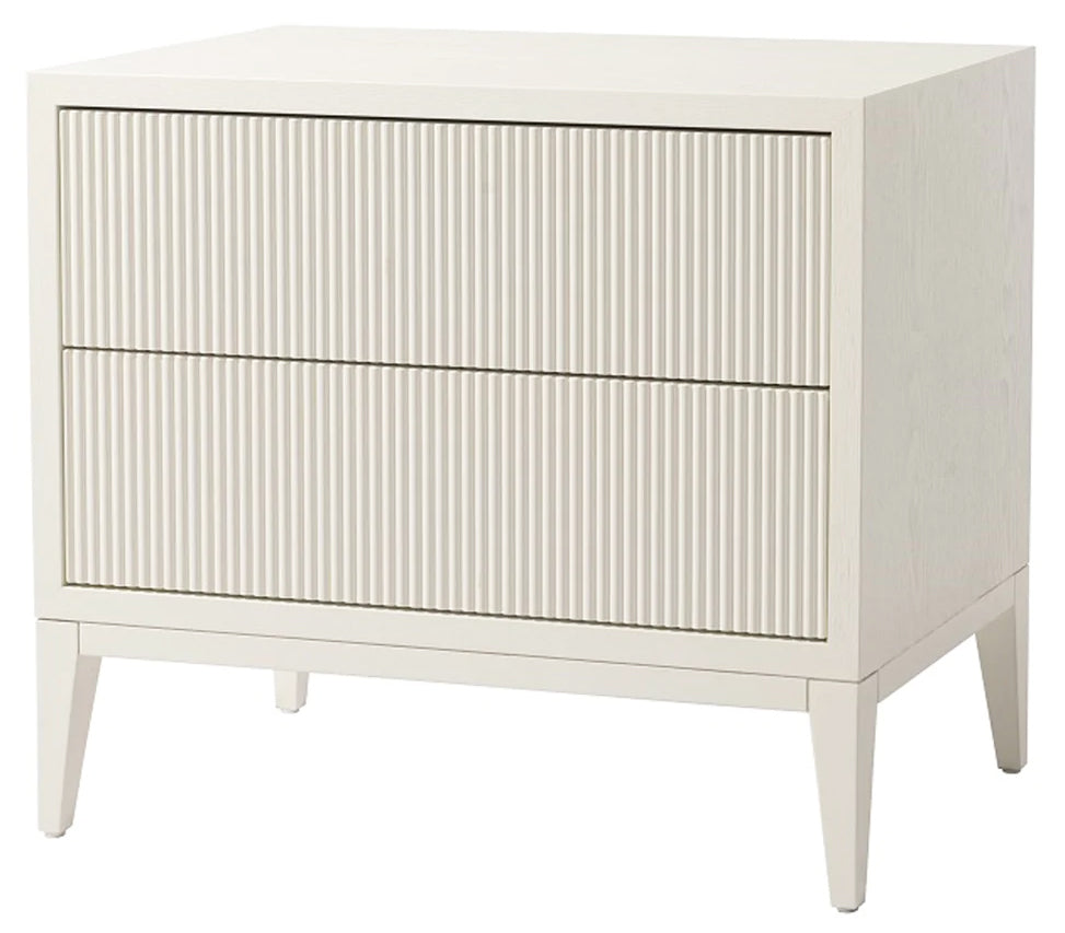 FLUTED 2DRW BEDSIDE TABLE - ANTIQUE WHITE