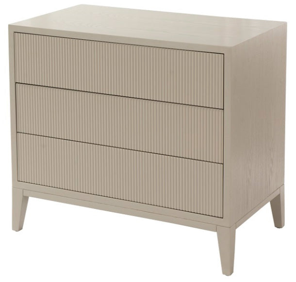FLUTED 3DRW CHEST - STONE GREY