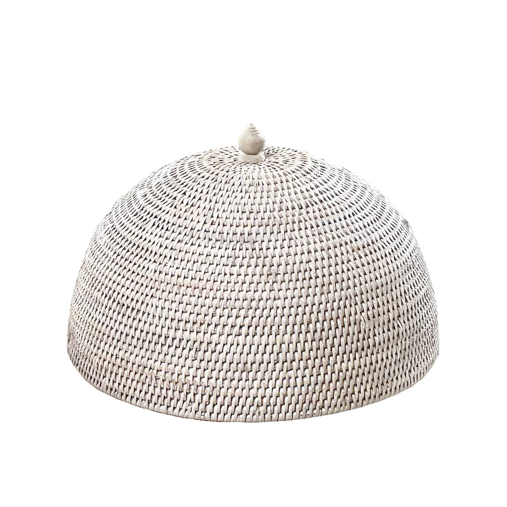 WHITE WASH RATTAN FOOD DOME