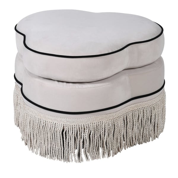 FRINGED IVORY STOOL