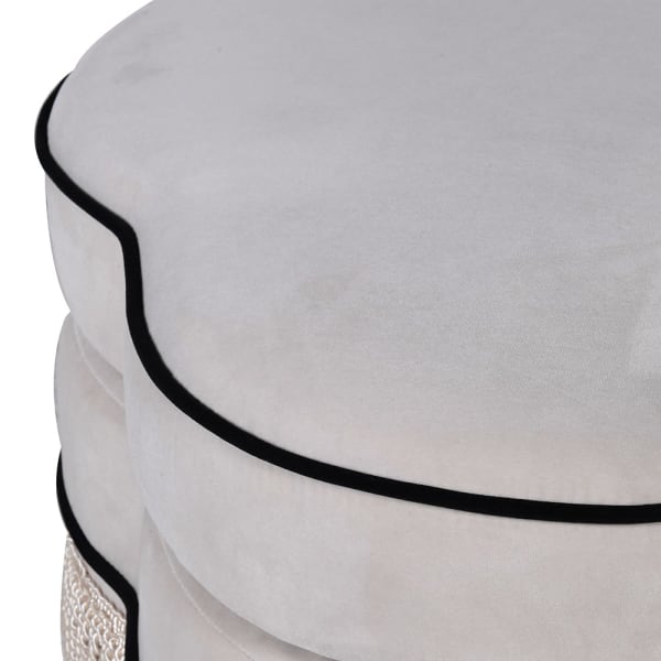 FRINGED IVORY STOOL