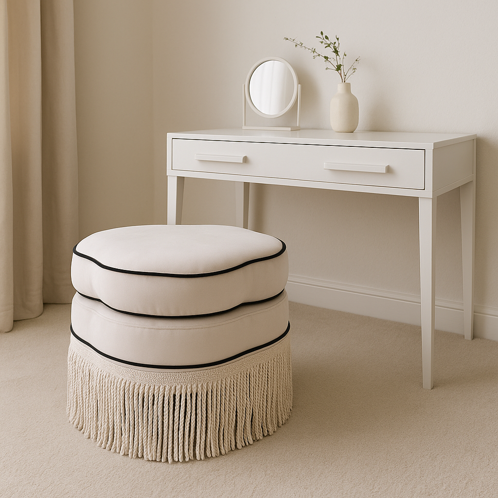 FRINGED IVORY STOOL