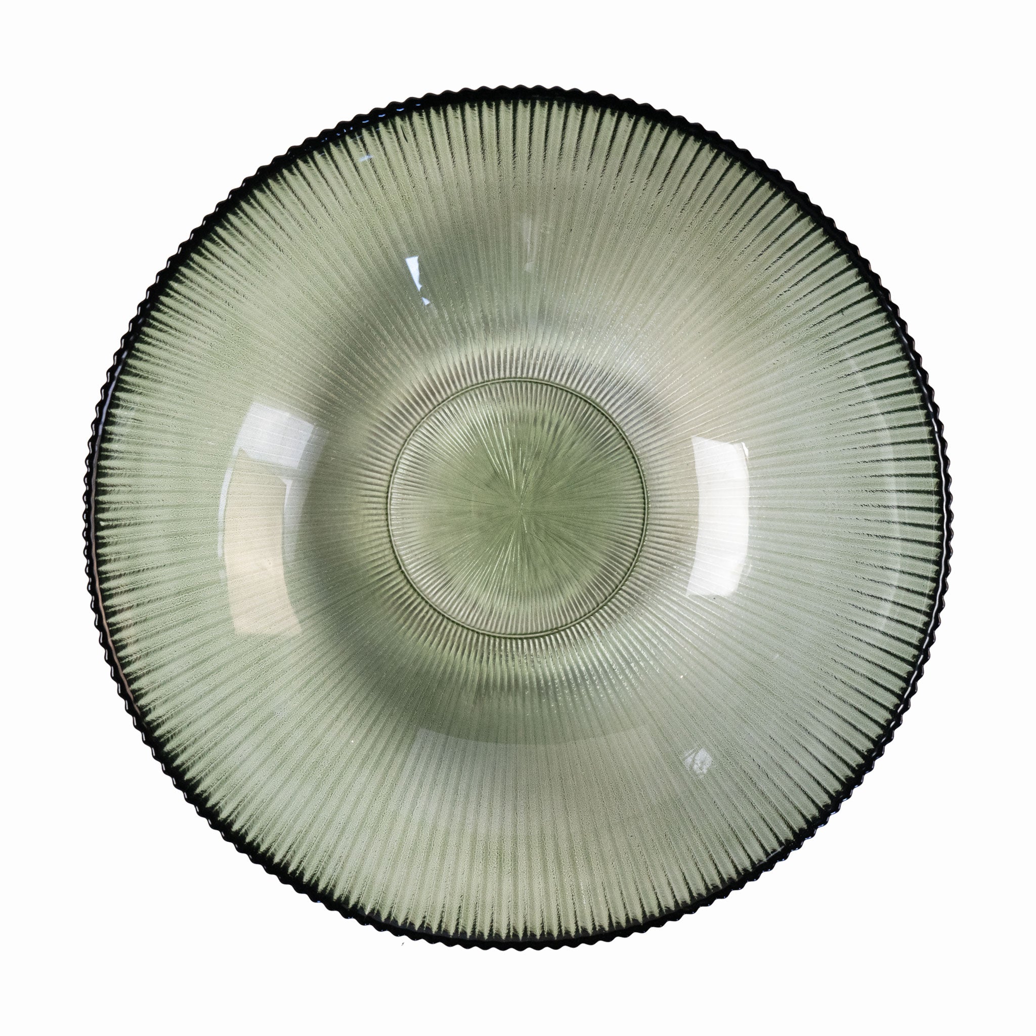 GREEN RIBBED GLASS BOWL