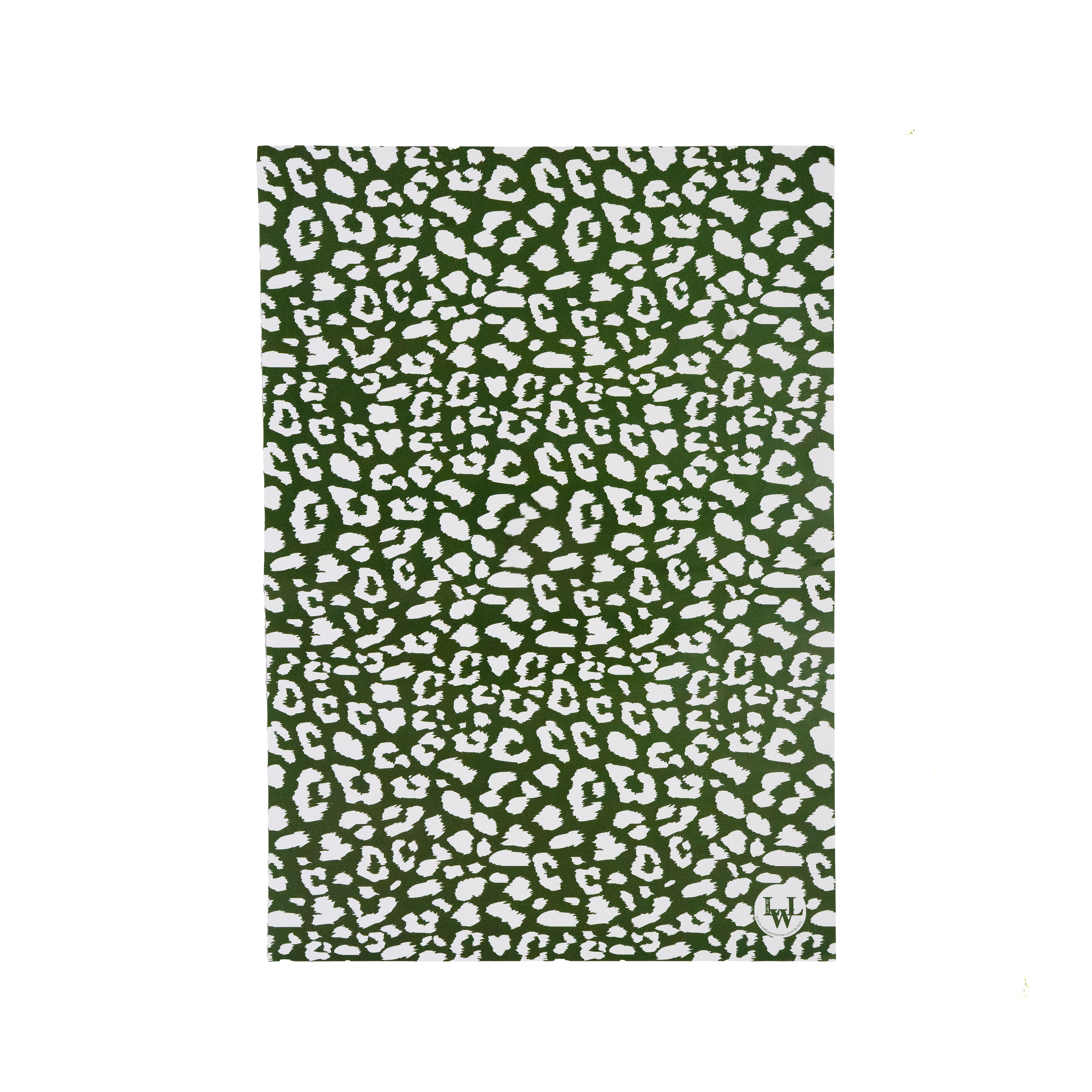 White Leopard Print on Deep Green Wrapping Paper