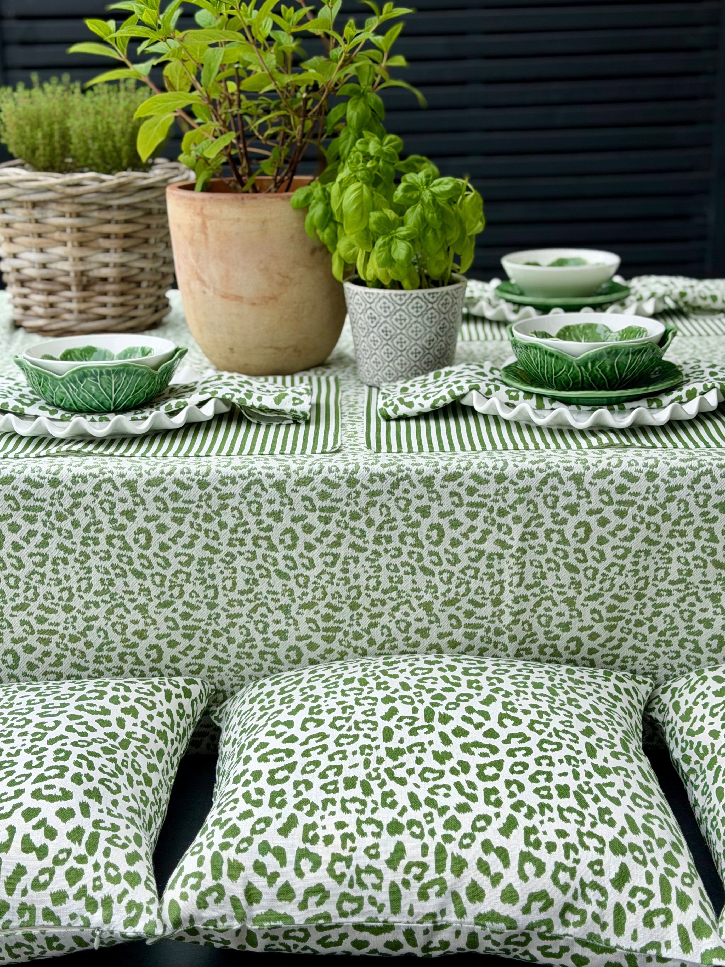 TIME FOR TEA GREEN LEOPARD CUSHION