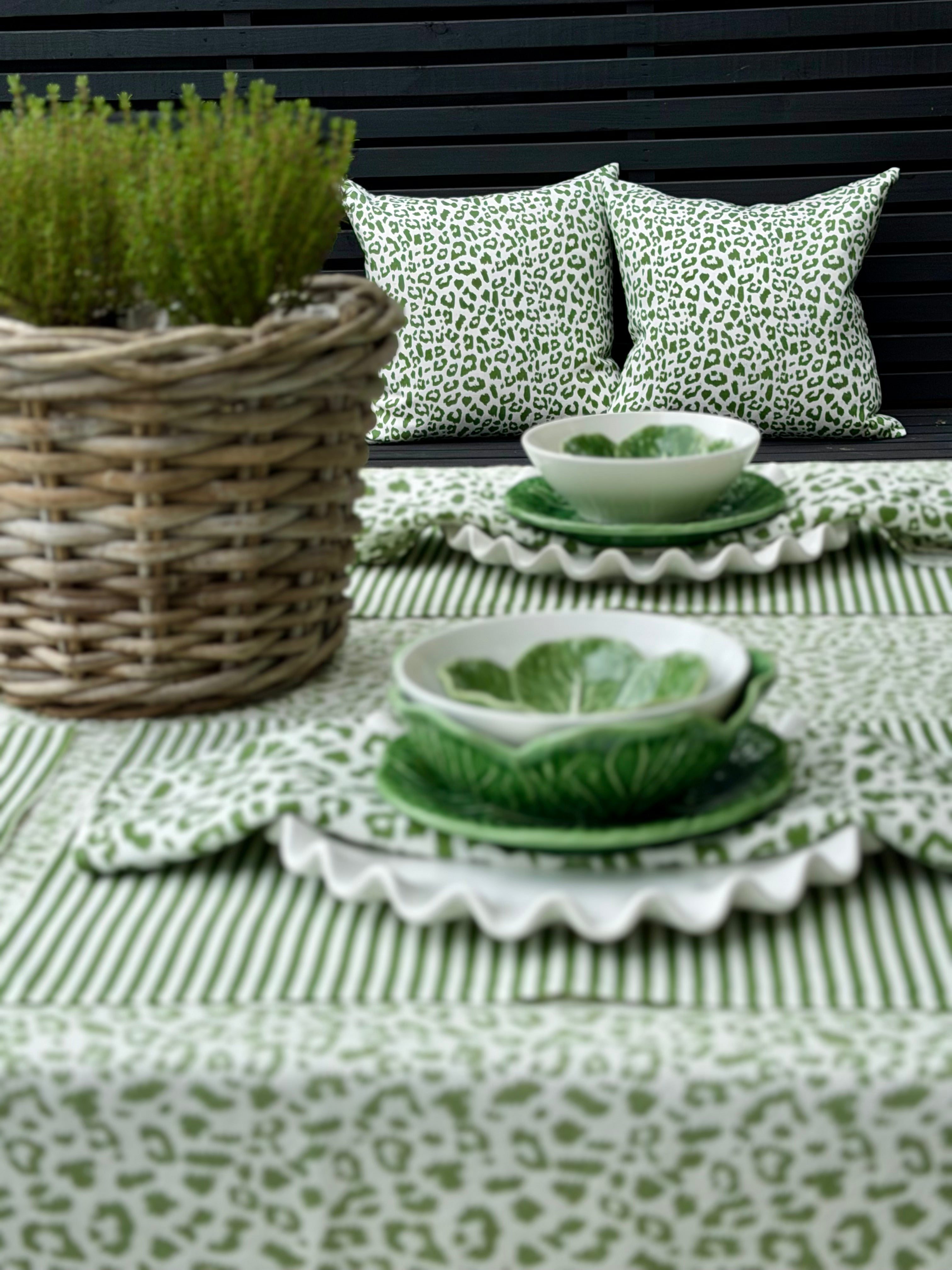 TIME FOR TEA GREEN LEOPARD CUSHION