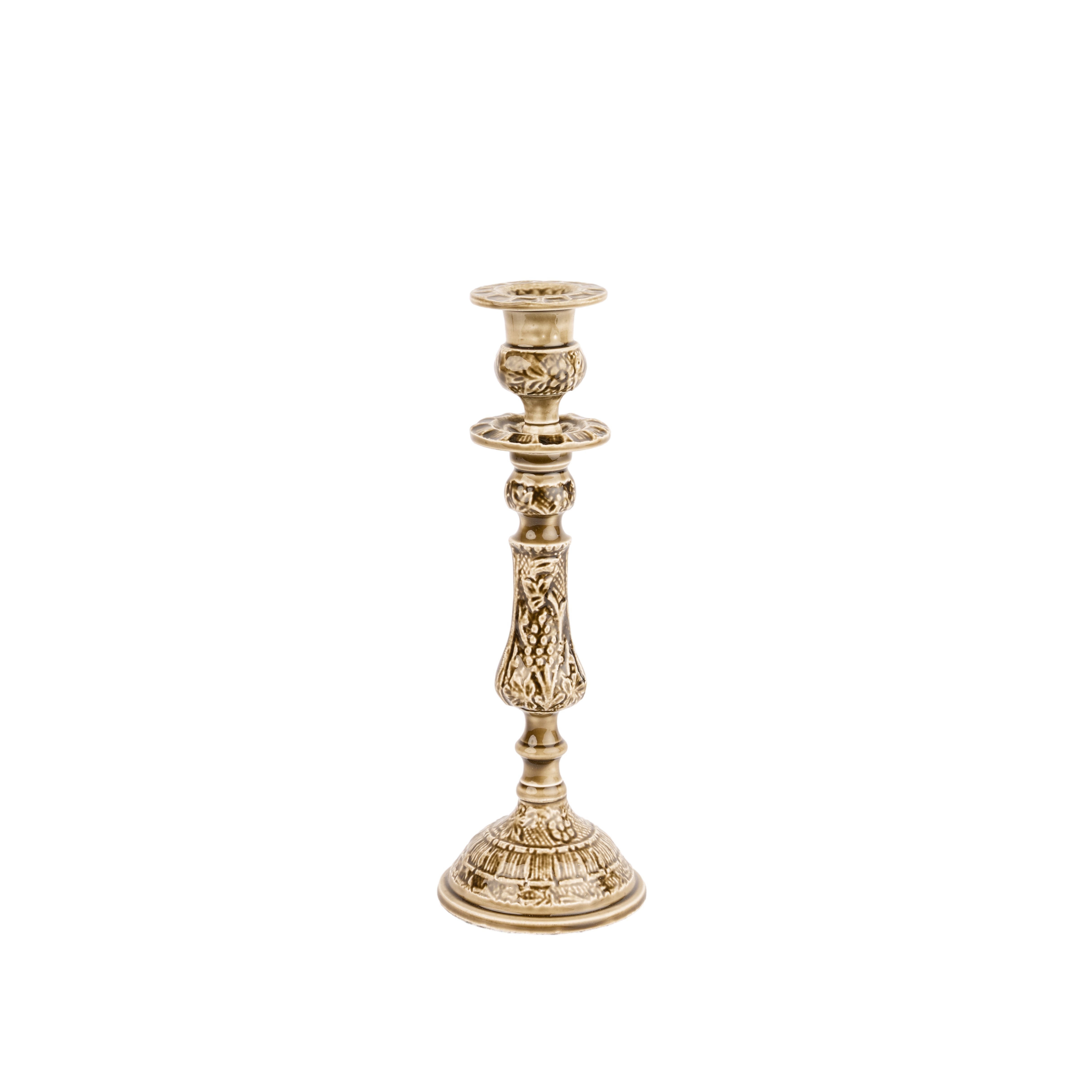 ENAMEL CANDLESTICK - TAUPE - LARGE