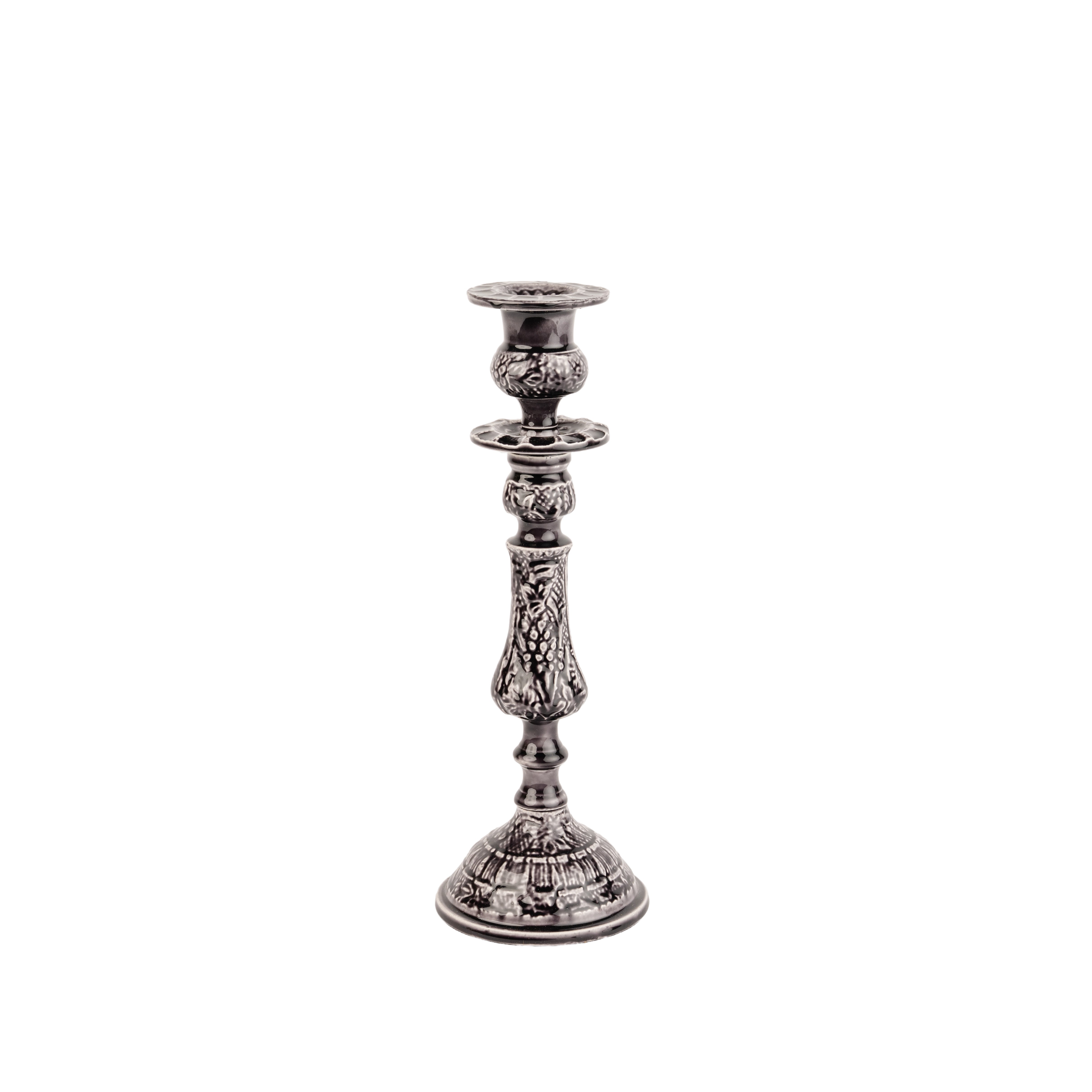 ENAMEL CANDLESTICK - SLATE - LARGE
