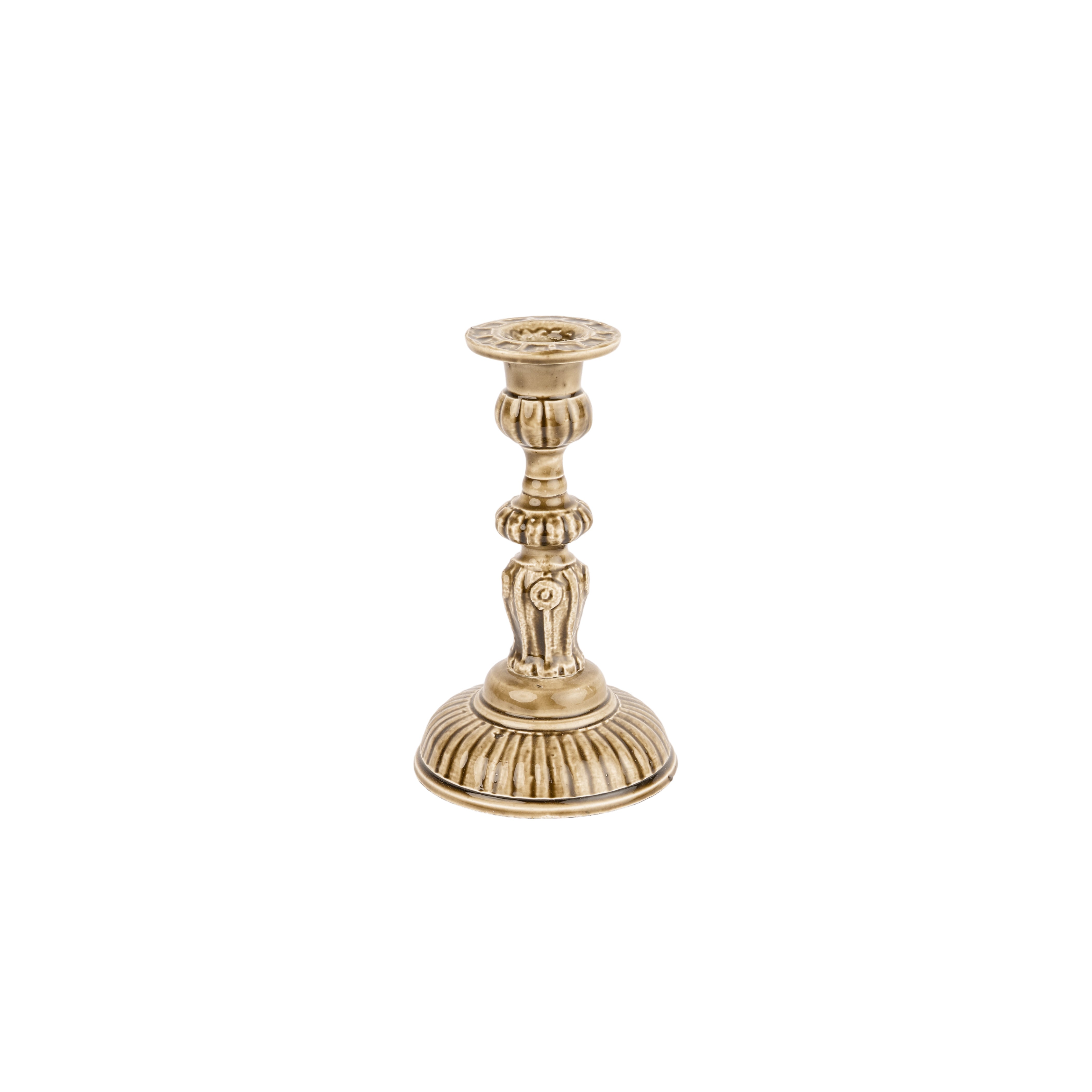 ENAMEL CANDLESTICK - TAUPE - SMALL