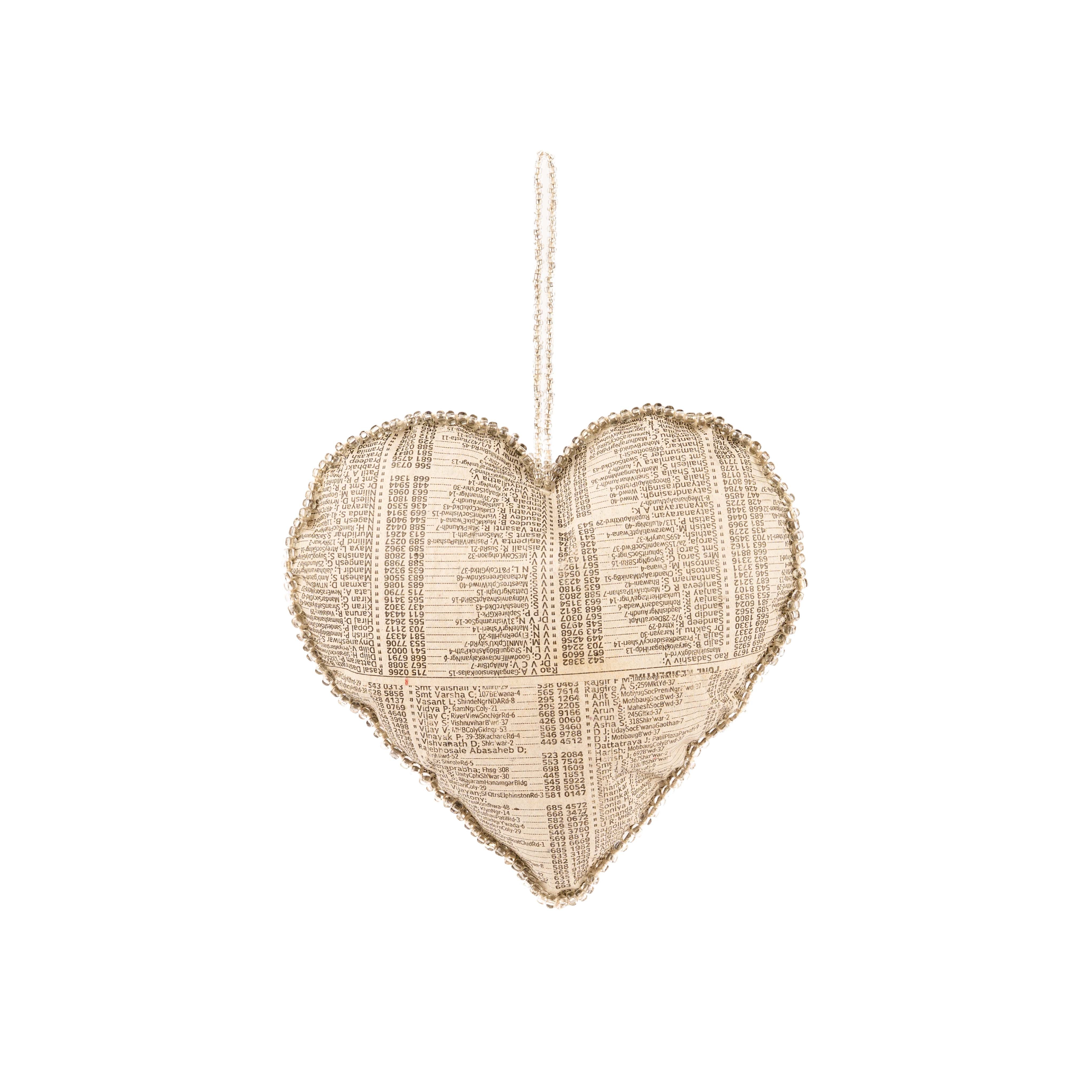 Newspaper Heart with Beads