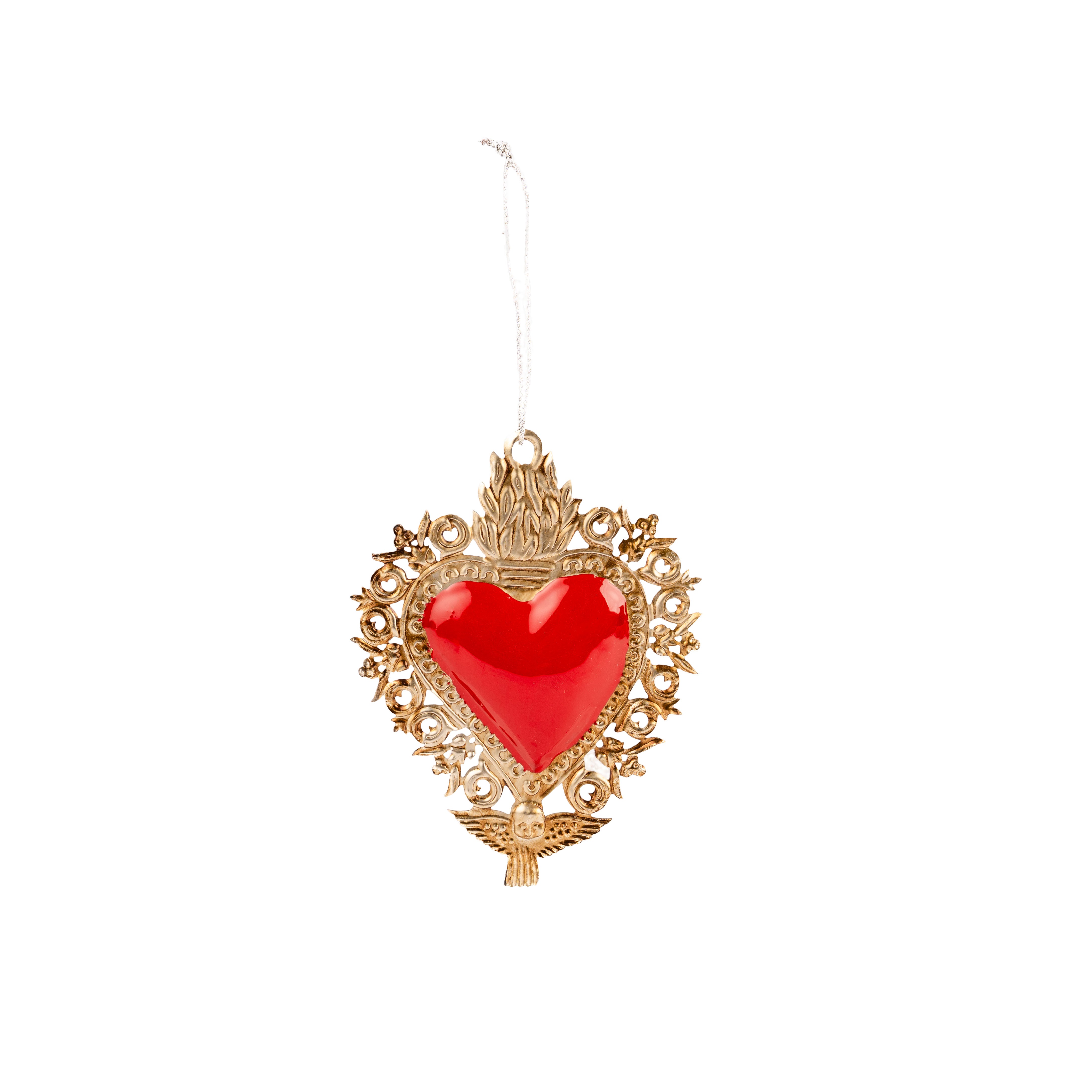 Red Enamel Burning Heart